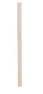 A tall, slender wooden stick, echoing the sleek design of a Vestil PVC Corner Guard White 48 In Height, is displayed against a plain white background. The stick has a smooth surface without any visible markings or textures and features a slightly tapered end.