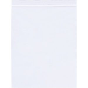 The MH-USA 6 x 9 - 2 Mil Reclosable Polypropylene Bags (1000/Case) are clear, resealable plastic bags with a white labeling strip at the top, designed to lie flat and transparent.