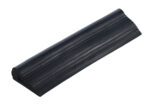The Vestil Industrial Rubber Wedge 6.75 X 24, a black rubber door stopper, features a wedge shape and ridged texture.