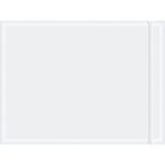 A blank white paper sits in an MH-USA 9 x 12 Resealable Clear Face Document Envelope, with a subtle border and a vertical shadow on the right, adding to its minimalist look against the white background.