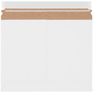 A brown kraft paper padded envelope with a self-sealing strip lies flat and empty, its open flap visible from the front, offering a practical alternative to White Stayflats Lite® Mailers (11 1/2 x 9, 200/Case) for your mailing needs.