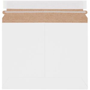 A 9 x 7 White Stayflats Lite® Mailer (200/Case), with a brown peel-and-seal strip on the flap, is displayed against a plain background.