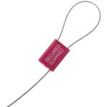 The MH-USA 1/16 x 12 cable seals in red, featuring a security tag with SECURED and ID 0249082, offer robust industrial protection. Sold in cases of 100, they ensure reliable security.