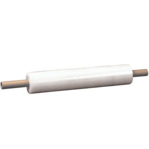 The MH-USA 20 x 70 Gauge x 1000 extended core cast stretch wrap, featuring brown cardboard handles, is ideal for wrapping and securing items. Available in a case of four for convenience and durability in packing.