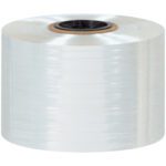 The MH-USA 6 x 60 Gauge x 4375 Polyolefin Shrink Film (1 Roll/Case) features a translucent surface and is centered on a sturdy cardboard core against a white backdrop.