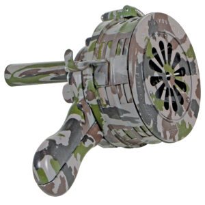 The Vestil Siren is hand-cranked, features a camouflage design, and adds excitement to playtime with its metal build.