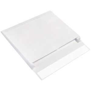 A large, white 10 x 15 x 2 Expandable Ship-Lite® Envelope is open and flat on a white surface, with its adhesive strip visible on the flap, ready to secure your contents effortlessly.