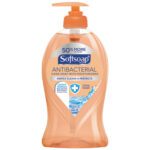 The Softsoap® Antibacterial 11.25 oz. dispenser bottle, available in cases of six, features moisturizers and a pump top for gentle hand cleaning and protection. Its vibrant orange design and crisp clean scent make it ideal for any home or office setting.