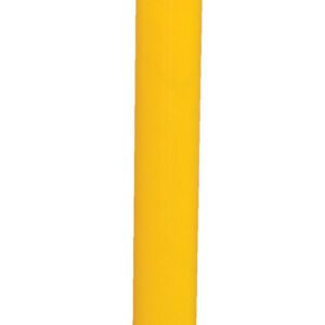 The 42-inch Vestil Spring-Loaded Bollard Beeper/Strobe features a yellow cylinder with a red light in black housing on its base, perfect for industrial or construction use.