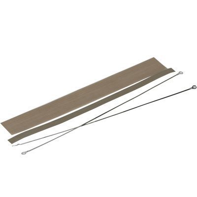 SPBW12KIT.jpg Part of the MH-USA 12 Wide Seal Impulse Sealer Service Kit, two brown rectangular strips and two long thin metallic wires with loops are arranged on a plain white surface.