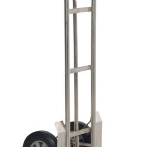 The Vestil Ss P Handle Truck 600 Lb Hard Rubber offers a lightweight, durable design with a sturdy frame and hard rubber wheels. Its 600 lb capacity and vertical handle make it ideal for easily transporting boxes or heavy objects.