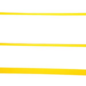 The Vestil Square Safety Handrail W/ Toeboard 60 is a bright yellow metal barrier with a top rail, mid rail, and sturdy toeboard. Designed for construction or safety use, its industrial structure effectively prevents falls and secures areas efficiently.