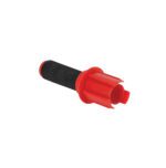 A black and red adjustable rifle scope toy accessory, similar to the Vestil Handheld Stretch Wrap Dispenser 5X2 In, has a ribbed black handle and a sleek cylindrical red front.