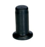 The durable black rubber end cap, like the precision of a Vestil Squeeze Grip Stretch Wrap Dispenser, features a cylindrical shape with a rounded top. Its slightly wider base ensures stability and secure placement over rod or pipe ends.