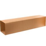 A long, horizontal, open-ended brown cardboard box from the MH-USA 10 x 10 x 48 Telescoping Inner Boxes (20/Bundle) set rests on a white background, with both ends visible.