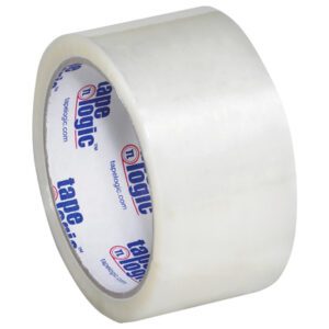 A 2 x 55 yds. Clear Tape Logic® Lbs800 Economy Tape roll is glossy, partially unspooled, and labeled tape logic inside. Its ideal for bulk needs and available in a case of 36 rolls.
