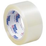 The 2 x 110 yds. Clear Tape Logic® Lbs160 Industrial Tape is coiled on a white core with tape logic labeling, ideal for packaging tasks and industrial use. It comes in cases containing 36 rolls.