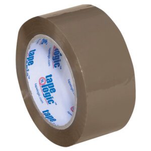 A 2 x 110 yds. Tan Tape Logic® Lbs170 Industrial Tape is displayed on a white backdrop, featuring tape logic branding on the inner core to enhance its industrial appeal.