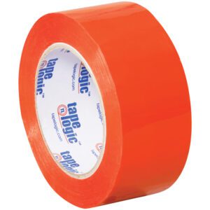A roll of 2 x 110 yds. Orange Tape Logic® Carton Sealing Tape with a white interior, ideal for securely sealing cartons.