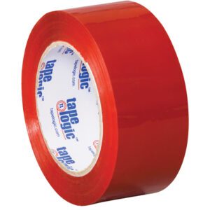 The 2 x 110 yds. Red Tape Logic® Carton Sealing Tape comes in a vibrant red color with a glossy finish and features a white core with blue and red text. Its available in a convenient 6 pack, ideal for all your packing needs.