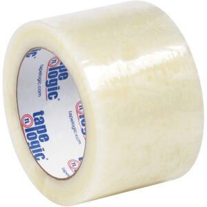 The 3 x 110 yds. Clear Tape Logic® Lbs7651 Cold Temperature Tape comes in a glossy, cylindrical roll with a white tape logic core, ideal for sealing boxes and packaging items. Sold in a convenient 6 pack.