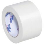 A case of Tape Logic® 1400 strapping tape includes twelve 3 x 60 yds. rolls with the logo on the core and a shiny, durable surface ideal for sealing boxes.