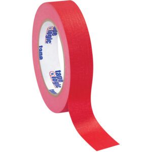 A 1 x 60 yds. Red Tape Logic® Masking Tape roll, partially unrolled, shows a blue Tape Logic label on the inner core. This versatile tape is presented against a white background and comes in a convenient case of 36.