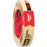 The 1 x 60 yds. (12 Pack) 3M™ 2050 Masking Tape, ideal for general painting, features beige packaging with red and black accents showcasing the Scotch brand.
