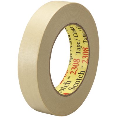 T935230812PK.jpg A 12-pack of 1 x 60 yds. 3M™ 2308 Masking Tape features the beige 2308 marked with the iconic red and yellow Scotch logo, ideal for reliable performance, beautifully set against a white backdrop.