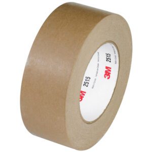 A 12-pack of 2 x 60 yds. 3M™ 2515 Flatback Tape features a brown color and 3M logos on its core, with a sturdy thickness and ample width.