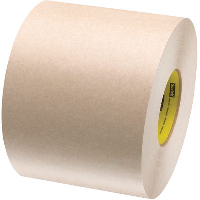 T949346.jpg A large roll of 4 x 60 yds. 3M™ 346 Flatback Tape, with a yellow core, is upright against a plain white background.