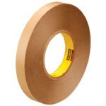 A 2-pack roll of 1/2 x 72 yds. 3M™ 9425 Removable Double-Sided Film Tape stands upright against a white backdrop. Its neat, smooth texture highlights its reliability and versatility.