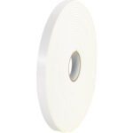 A roll of 1 x 36 yds. (1/16 White) Tape Logic® Double Sided Foam Tape is presented against a plain white background, neatly wound around its core. This versatile adhesive solution is ideal for any project and comes in a convenient 12-case pack.