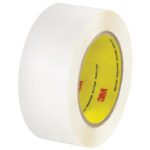 A roll of white adhesive tape with a yellow inner core and red 3M logo is part of the 2 x 36 yds. (6 Pack) 3M™ 444 Double Sided Film Tape collection, perfect for versatile bonding needs.