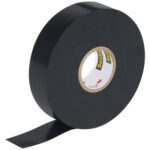 A 3/4 x 66 Black Scotch® Vinyl Electrical Tape Super 88 roll with a loose end against a plain white background, showcasing the branded inner core text.