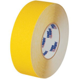 A 1 x 60 roll of yellow heavy-duty Tape Logic® anti-slip tape, ideal for demanding tasks, with the brand printed on the core.