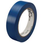 A 1 x 36 yds. roll of blue 3M General Purpose Vinyl Tape 764 rests on a white background, featuring an inner cardboard core with printed details, and is available in a convenient (6 Pack) set.