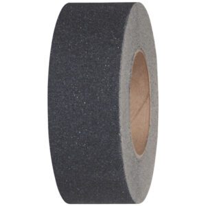 The 1 x 60 Black Tape Logic® Anti-Slip Tape (1 Roll/Case) features a textured surface for improved grip and is wound around a sturdy cardboard core, offering safety and reliability in one convenient roll.