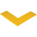 Yellow L-shaped wedge on white, resembling a 6 x 6 x 2 Yellow Mighty Line™ Deluxe Safety Tape Angle from a set of 24.