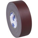 A 3-pack of 2 x 60 yds. Tape Logic® 11 Mil dark brown gaffers tape, with blue and red tape logic on the core, provides durable and reliable performance for various tasks.