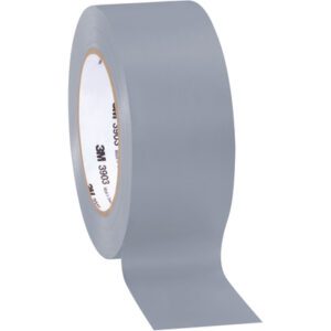 A partially unrolled roll of 2 x 50 yds. Gray 3M Vinyl Duct Tape 3903 (24/Case) is set against a white background, highlighting its versatility and reliability for numerous tasks.