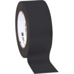 A slightly unrolled roll of 2 x 50 yds. Black 3M - 3903 Duct Tape, revealing the inner core with branding. The tape features a smooth matte finish and is sold in cases of 24 rolls.