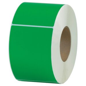 A large roll of MH-USA 4 x 6 Dark Green Thermal Transfer Labels (1000/Roll) reveals labels wound around a brown cardboard core, meeting all your labeling needs.