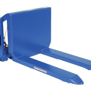 The Vestil Tilt Master Dc Power 6000 Lb Cap is an industrial marvel, featuring a blue hand truck design with fork-like prongs and a motorized system on rear wheels for effortless lifting and transport of heavy loads.