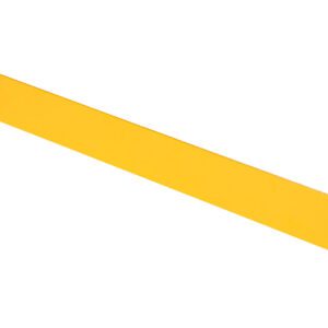 The Vestil Square Safety Handrail-Toeboard Only 43 X 4 is a durable, flat, yellow metal barrier with small stabilizing feet ideal for construction sites, providing robust protection and safety in high-risk areas.