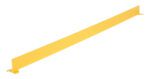 A yellow metal strip, similar to the Vestil Square Safety Handrail-Toeboard Only 79 X 4, is long and flat with two small brackets on each end.