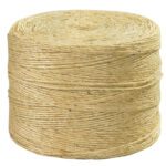 A large spool of MH-USA 1-Ply Sisal Tying Twine (3000/Roll) is displayed on a white background. The beige twine is neatly wound in concentric circles, creating a perfect cylindrical shape.