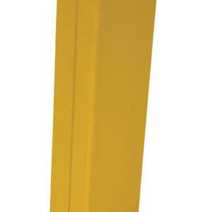 A tall, rectangular box in bright yellow paper stands upright against a plain white background, reminiscent of the Vestil Column Protective Pad I-Beam 3Ft 9In Yl.