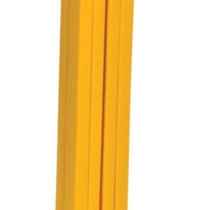 A tall, rectangular object with a bright yellow hue resembling the Vestil Column Protective Pad I-Beam 6 Ft 5 In Yl, featuring three vertical grooves on its smooth surface and a slightly angled top.