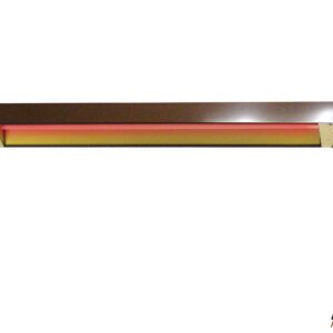 The Vestil Quartz Infrared Spot Heater 10239 Btu is a rectangular unit hung by chains; it features a black power cord and a metallic frame around the red heating element, efficiently warming any space.